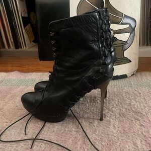 Mea Shadow stiletto high heel booties 8.5 black genuine leather